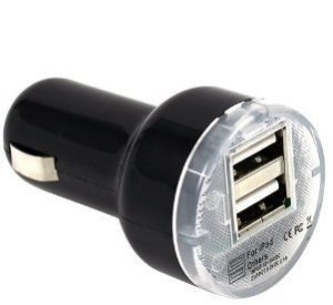 High Output Dual USB Port Car Charger for Ipad, Samsung Galaxy, Iphone, Blackberry, Droid, Gps, and Other Tablets, Smart Phones and High Powered Devices